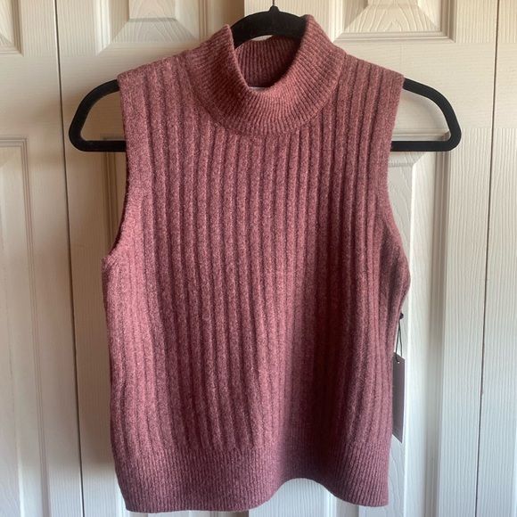 Rachel Zoe NWT Wool Blend Sleeveless Soft Turtleneck Ribbed Knit Top Medium - Picture 6 of 9